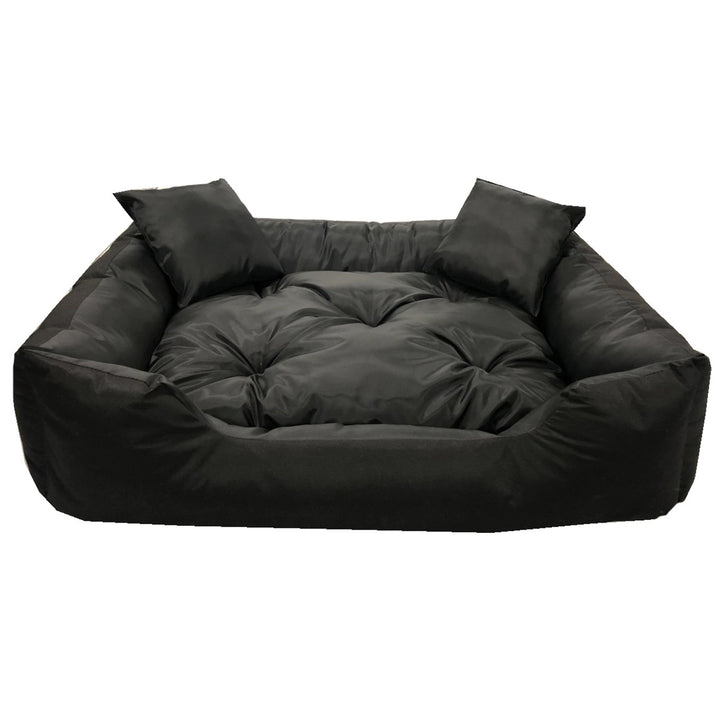 Ecco Cama para perros y gatos con cojín Cama impermeable de nylon para perros Cama para mascotas Material lavable e impermeable Tamaño interior: 60x50 / Tamaño exterior: 75x65cm, Negro