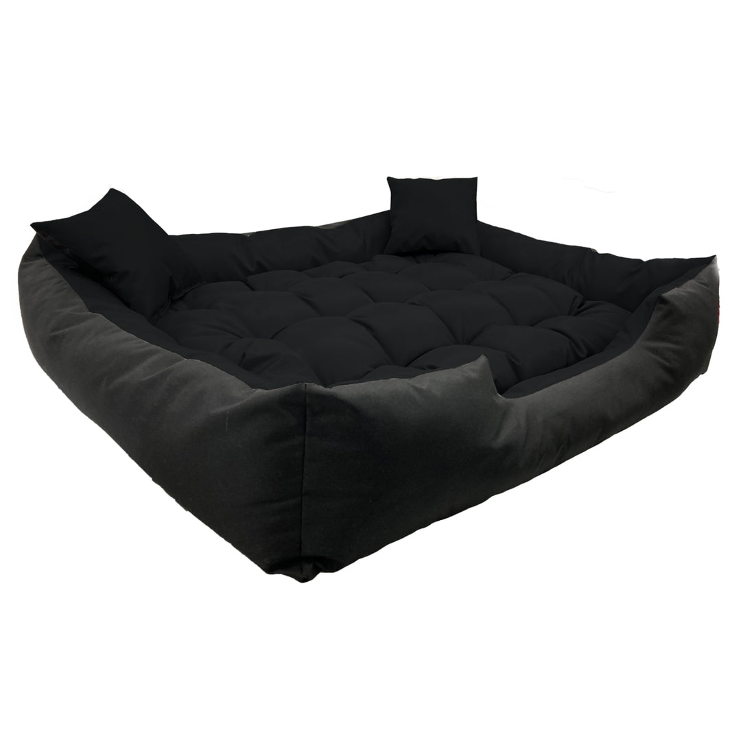 Ecco Cama para perros y gatos con cojín Cama impermeable de nylon para perros Cama para mascotas Material lavable e impermeable Tamaño interior: 60x50 / Tamaño exterior: 75x65cm, Negro