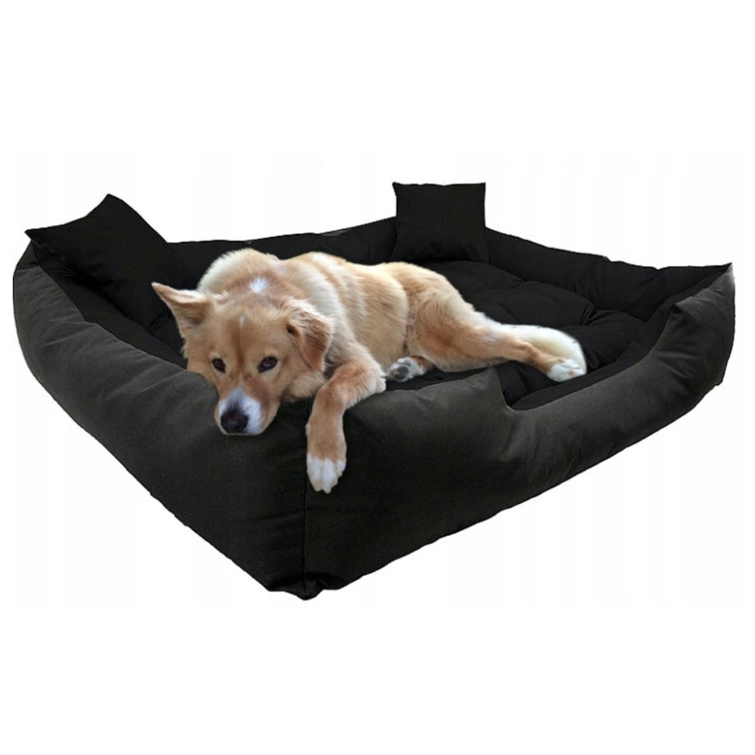 Ecco Dog and Cat Bed with Cushion M Size Black Waterproof Nylon Pet Washable Waterproof Material Inner Size: 80x60 / Outer Size: 100x75cm