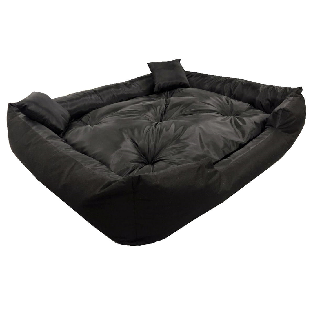 Ecco Cama para perros y gatos con cojín Cama impermeable de nylon para perros Cama para mascotas Material impermeable lavable Dimensiones interiores: 115x90 / Dimensiones exteriores: 130x105cm, Negro