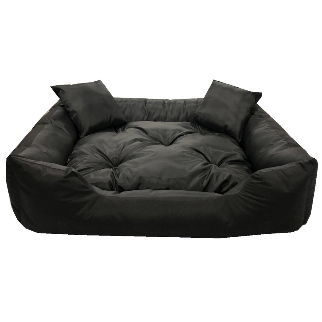 Ecco Dog and Cat Bed with Cushion XL Size Black Waterproof Nylon Pet Washable Waterproof Material Inside Dimensions: 115x90 / Outside Dimensions: 130x105cm