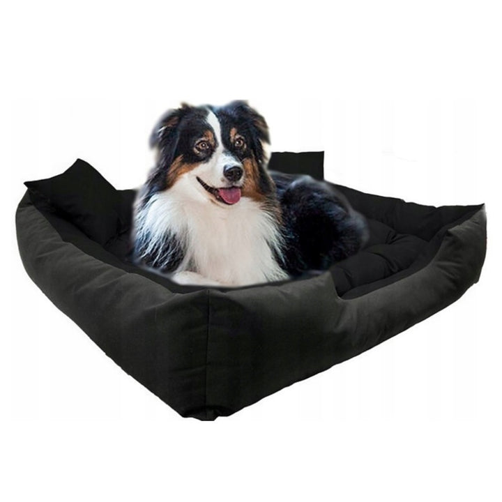 Ecco Dog and Cat Bed with Cushion XL Size Black Waterproof Nylon Pet Washable Waterproof Material Inside Dimensions: 115x90 / Outside Dimensions: 130x105cm