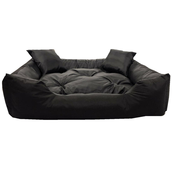 Ecco Cama para perros y gatos con cojín Cama impermeable de nylon para perros Cama para mascotas Material impermeable lavable Dimensiones interiores: 115x90 / Dimensiones exteriores: 130x105cm, Negro