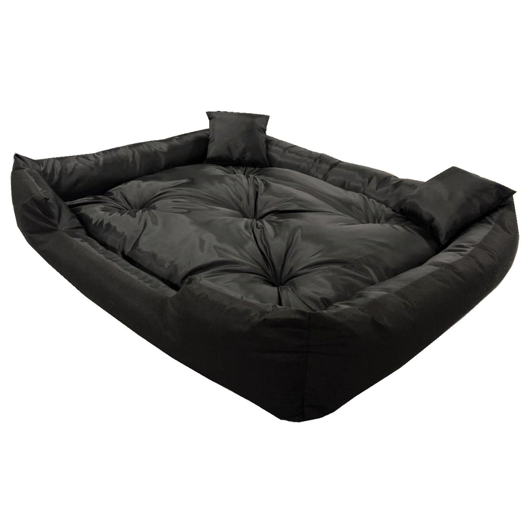 Lit pour chien et chat avec coussin Ecco Nylon imperméable Lavable Dimensions intérieures : 130x100 / Dimensions extérieures : 145x115cm Noir