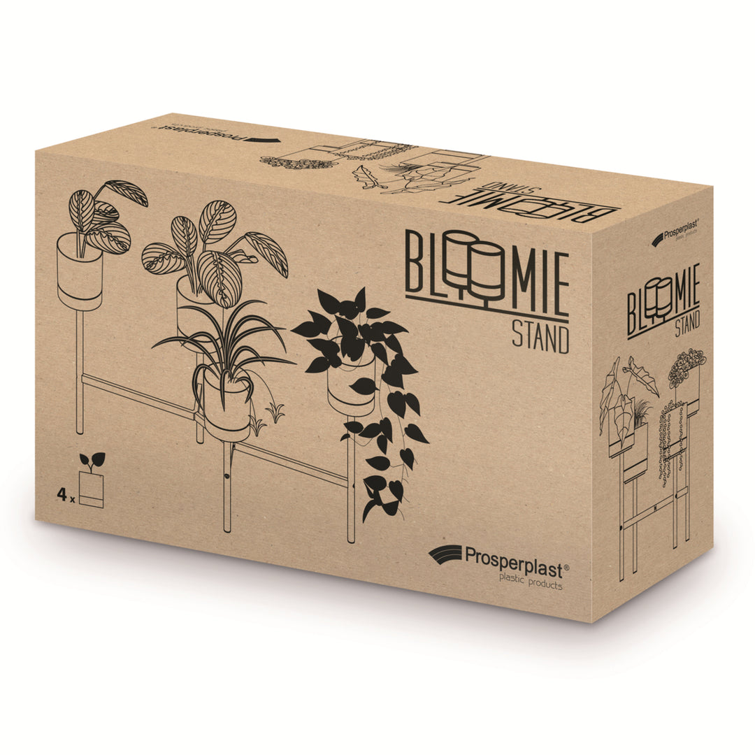 Présentoir à fleurs avec 4 pots Prosperplast Bloomie Stand Pot de fleurs 125x55x81,5cm Cadre métallique béton