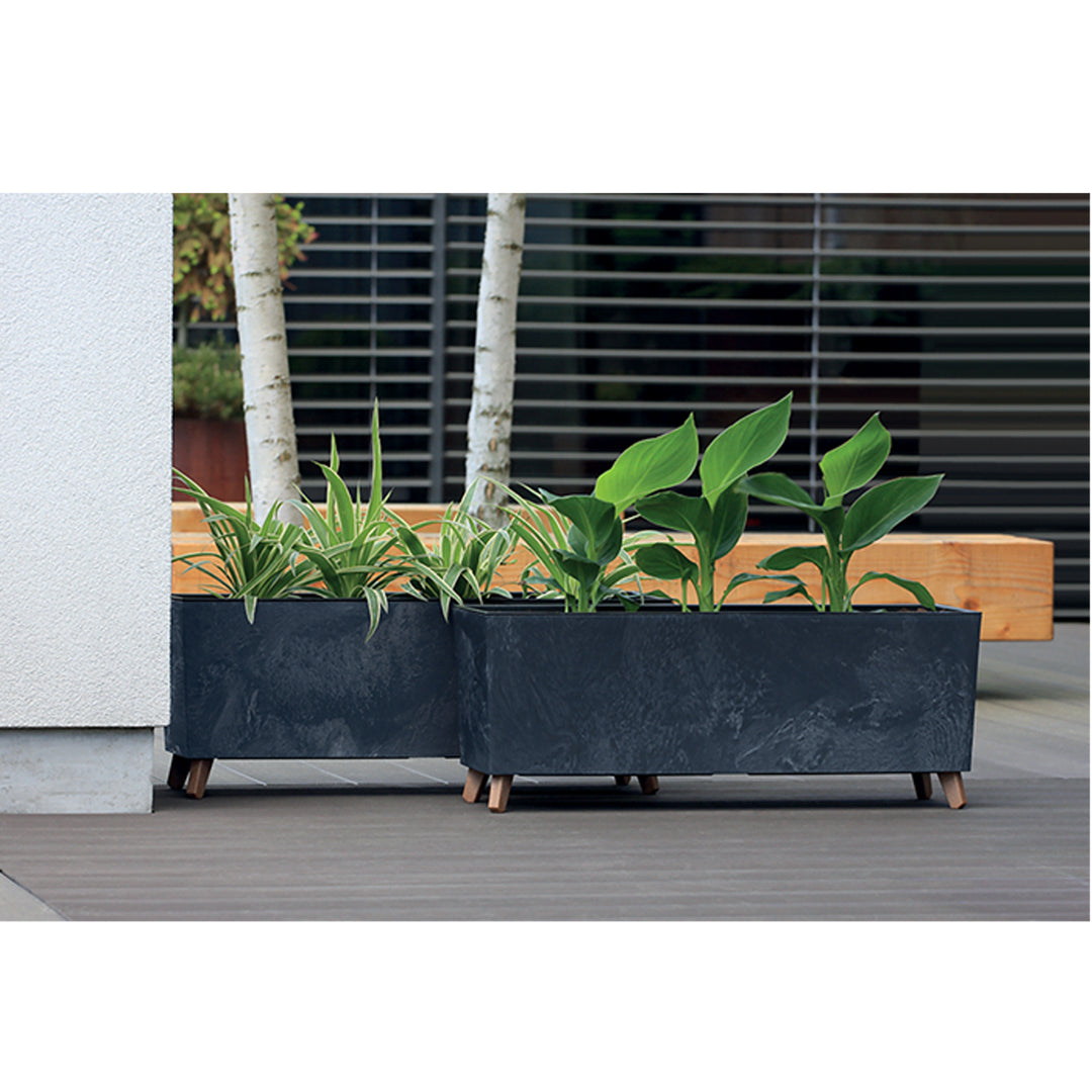 Prosperplast Urbi Case Flower Pot Legs Insert Rectangular Planter Concrete Effect 30 x 77cm Anthracite Plastic