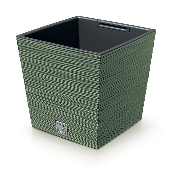 Prosperplast Furu Square Low flowerpot avec insert DFS300-5615C - couleur vert terreux