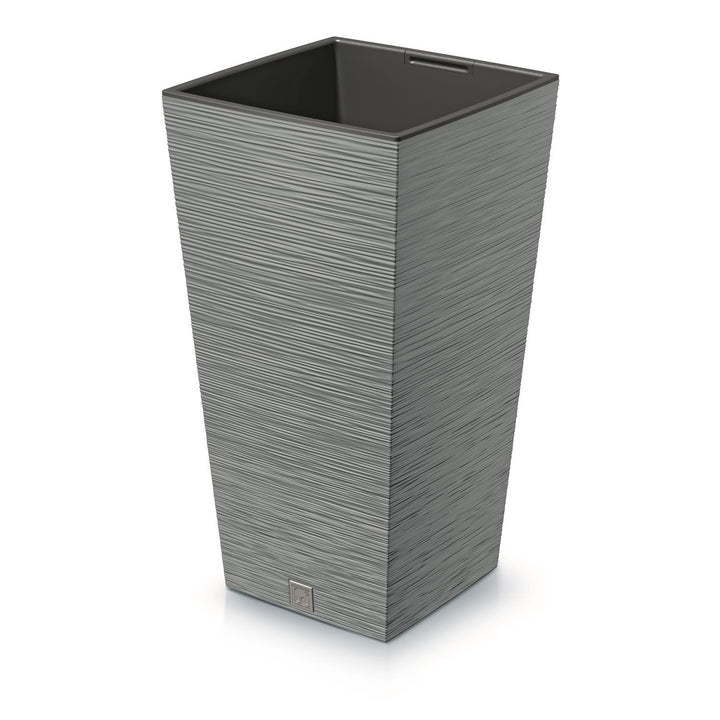 Prosperplast DFSH240-422U Tall Planter Flower Pot with Insert 19L Concrete Grey Colour 24x24x45cm Indoor Outdoor Garden Home Patio Balcony Weatherproof