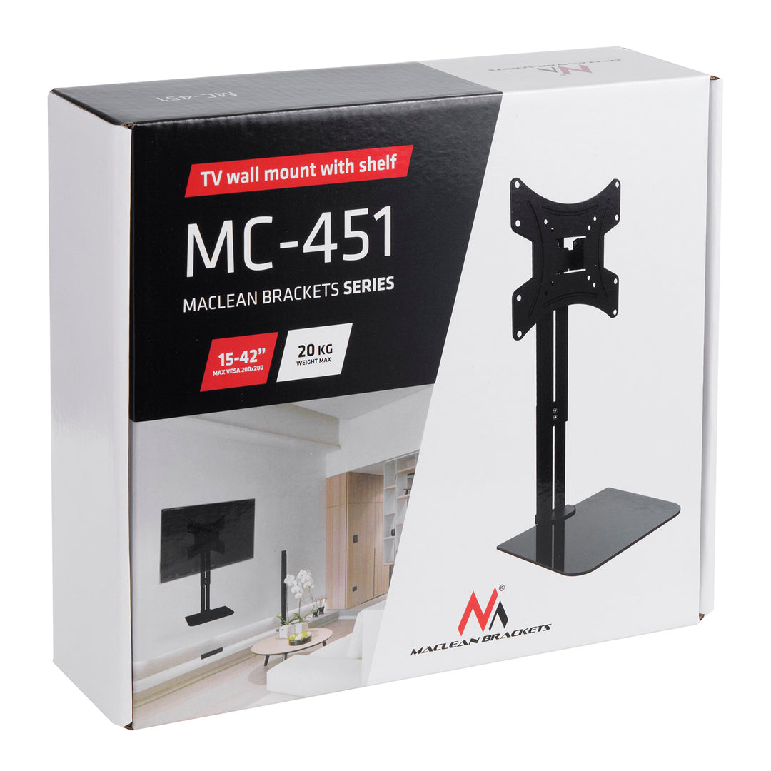 Maclean MC-451 Soporte de Pared para TV con Estante máx. 20kg, máx. VESA 200x200, para TV 15-42"