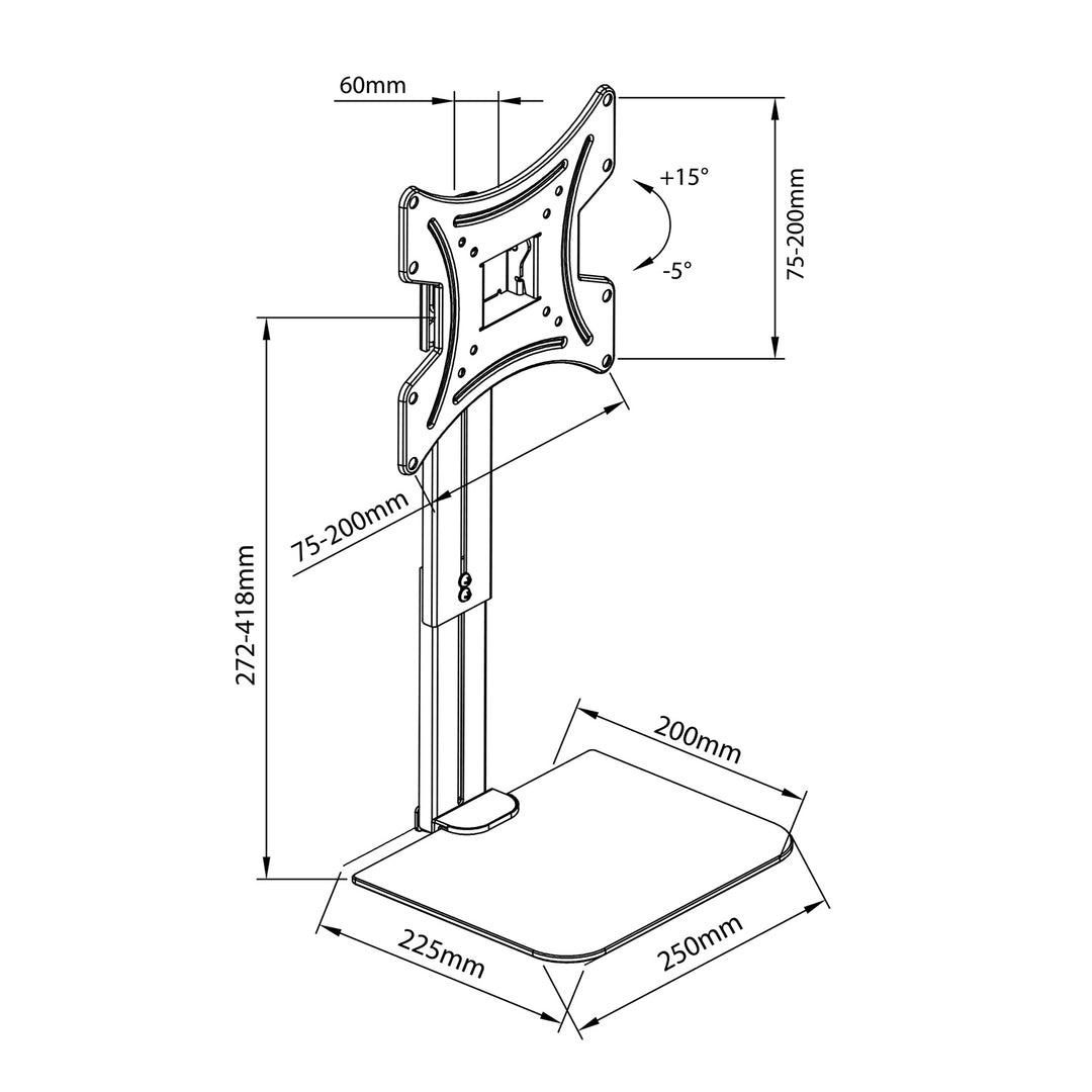 Wall mount for TV with shelf Maclean, max. 20kg, max. VESA 200x200, for TV 15-42", MC-451