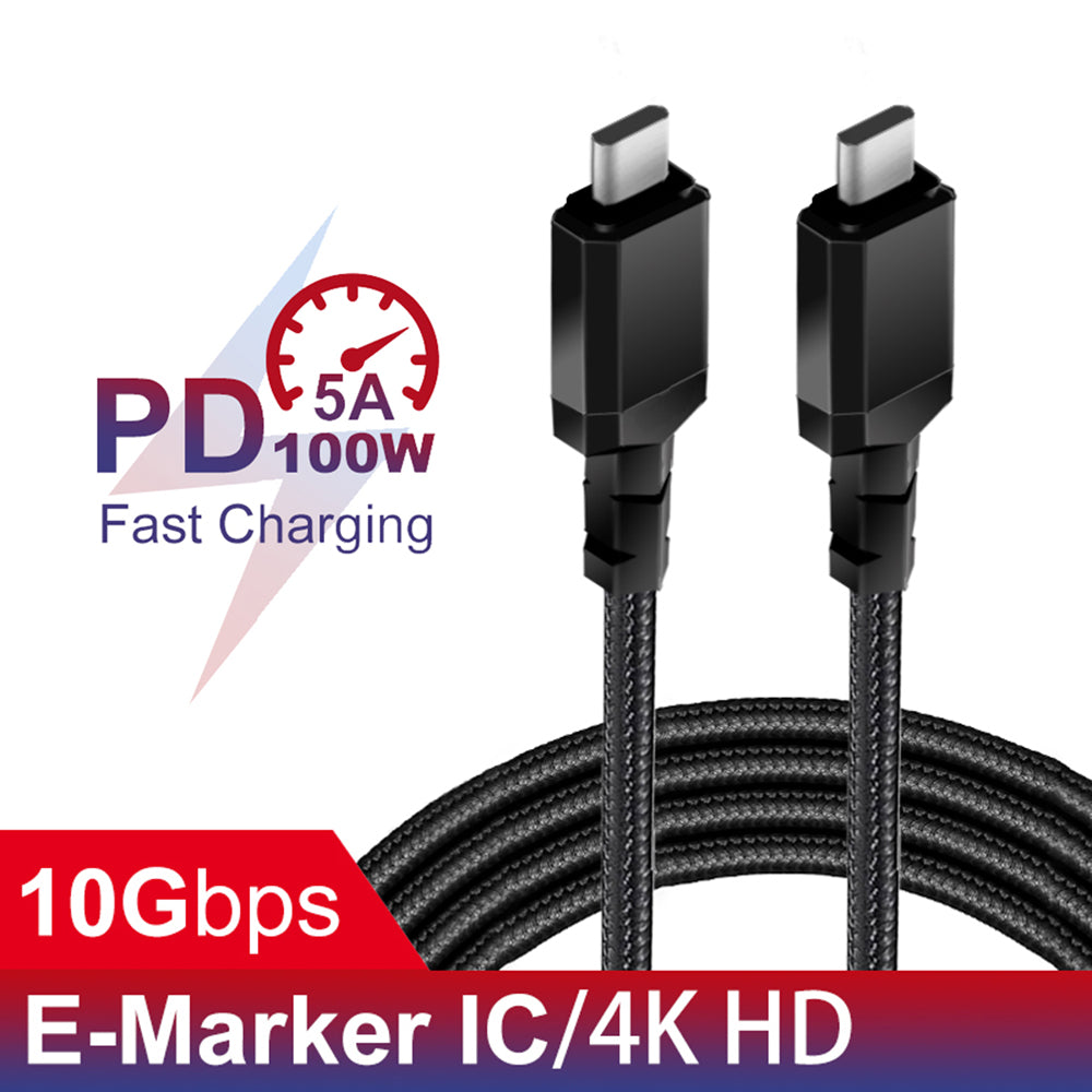 Kabel 2 x USB-C 100W Maclean, ondersteuning voor PD, gegevensoverdracht tot 10Gbps, 5A, , zwart, lengte 2m, MCE492