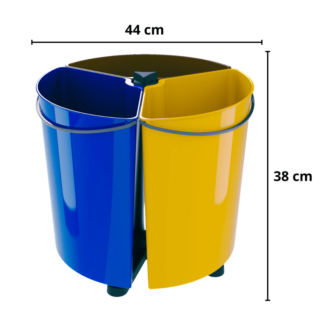 SMARTECO Ecobin Rotable Sorting Waste Bin with 3 Removable Compartments Round Segregation Recycling ECO 3x 11.7L