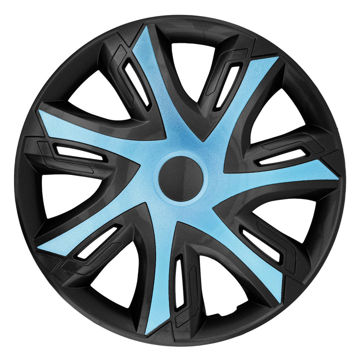 NRM N-Power Wheel Covers for Steel Rims Two Color Hubcaps Set 4pcs Car Vehicle Suitable for Most Brands and Rims ABS Plastic (Azure/Black, 14")