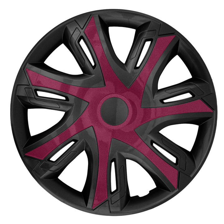 NRM N-Power Wheel Covers for Steel Rims Two Color Hubcaps Set 4pcs Car Vehicle Suitable for Most Brands and Rims ABS Plastic (Red wine/Black, 14")