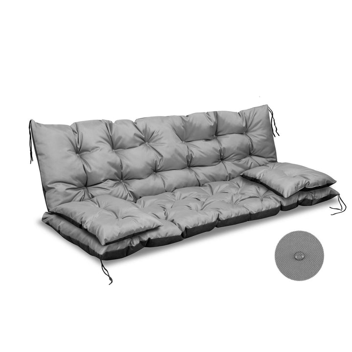 Banc de jardin matelassé Coussin imperméable 100x60x50 avec coussins latéraux 42x42 cm 1+2 3-Piece Set Grey