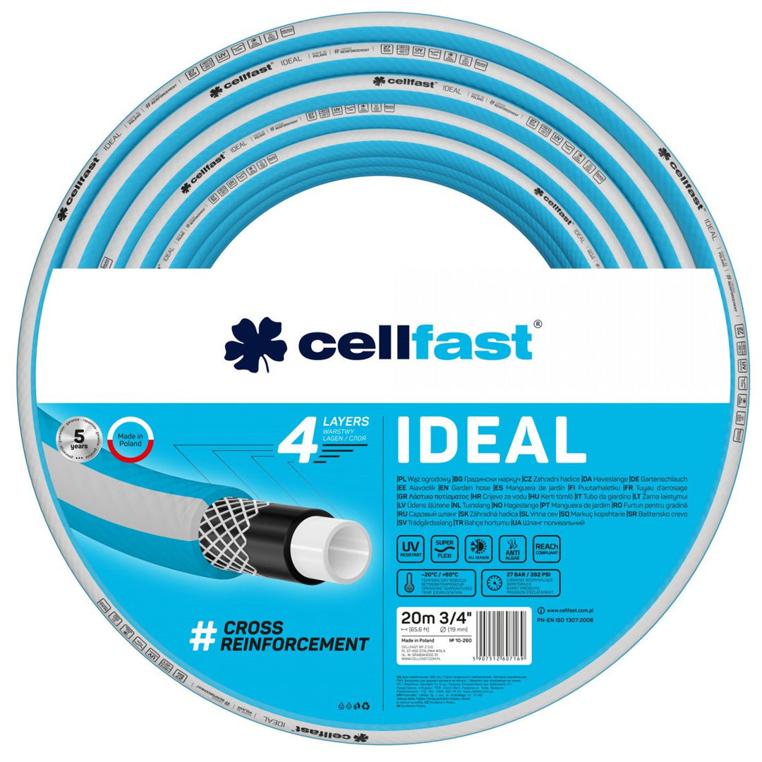 CELLFAST IDEAL Manguera de Jardín Manguera Super Flexi Manguera de 4 Capas  3/4 20m 10-260 4 capas