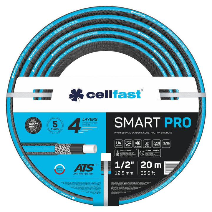 CELLFAST SMART PRO ATS 13-400 Garden Water Hose 4-Layer Gardering Watering 1/2" 20m