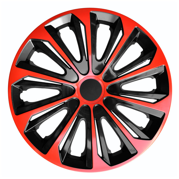 Enjoliveurs de roue pour jantes en acier Jeu de 4 enjoliveurs de roue bicolores pour voiture Véhicule automobile Convient à la plupart des marques et des jantes Plastique ABS Rouge/Noir 14