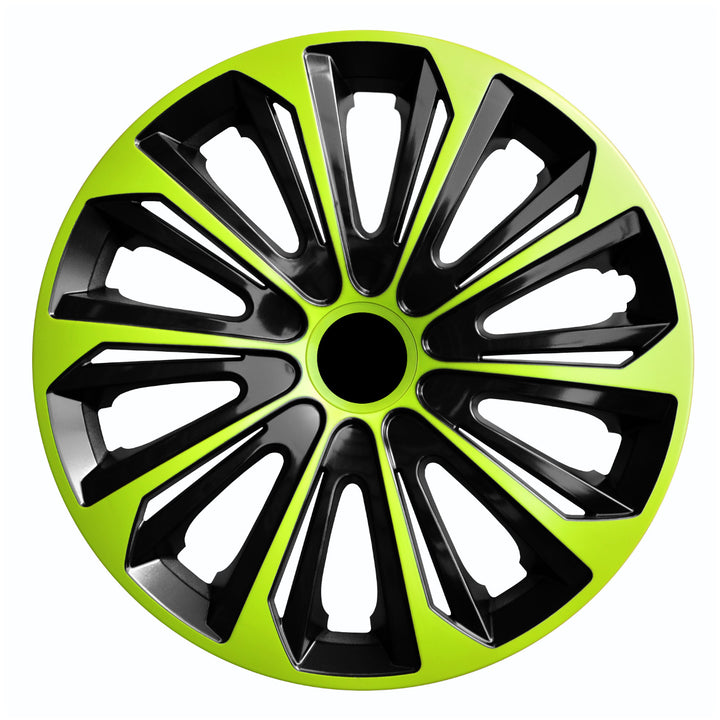 NRM Sterke Duo Hubcaps 14" Wielafdekkingen Set 4PCS ABS Groen/Zwart Universeel 14 in Weerbestendig