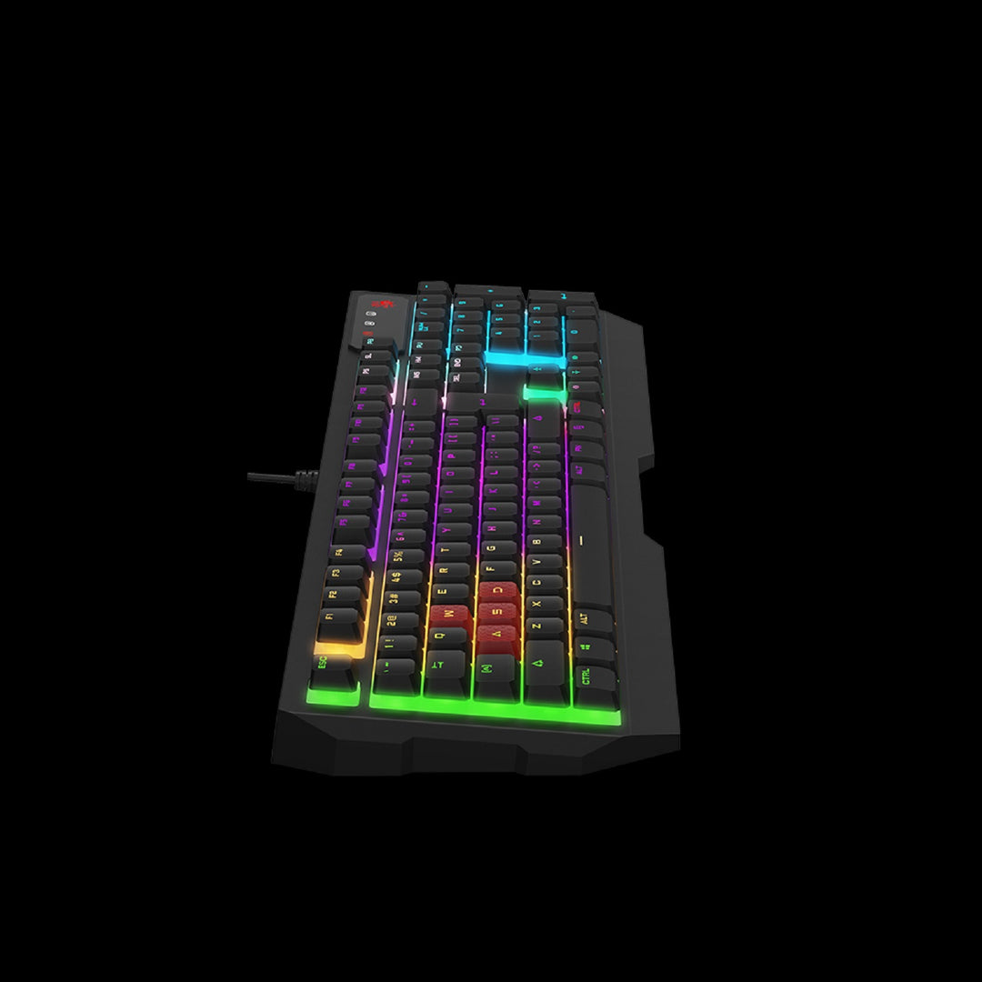 Bloody B140N QWERTY Gaming-Tastatur 1000 Hz Ultrapolling Neon-Hintergrundbeleuchtung 7 Multimedia-Navigationstasten Plug & Play USB-Anschluss Kabelgebunden 1.8 m Kabellänge