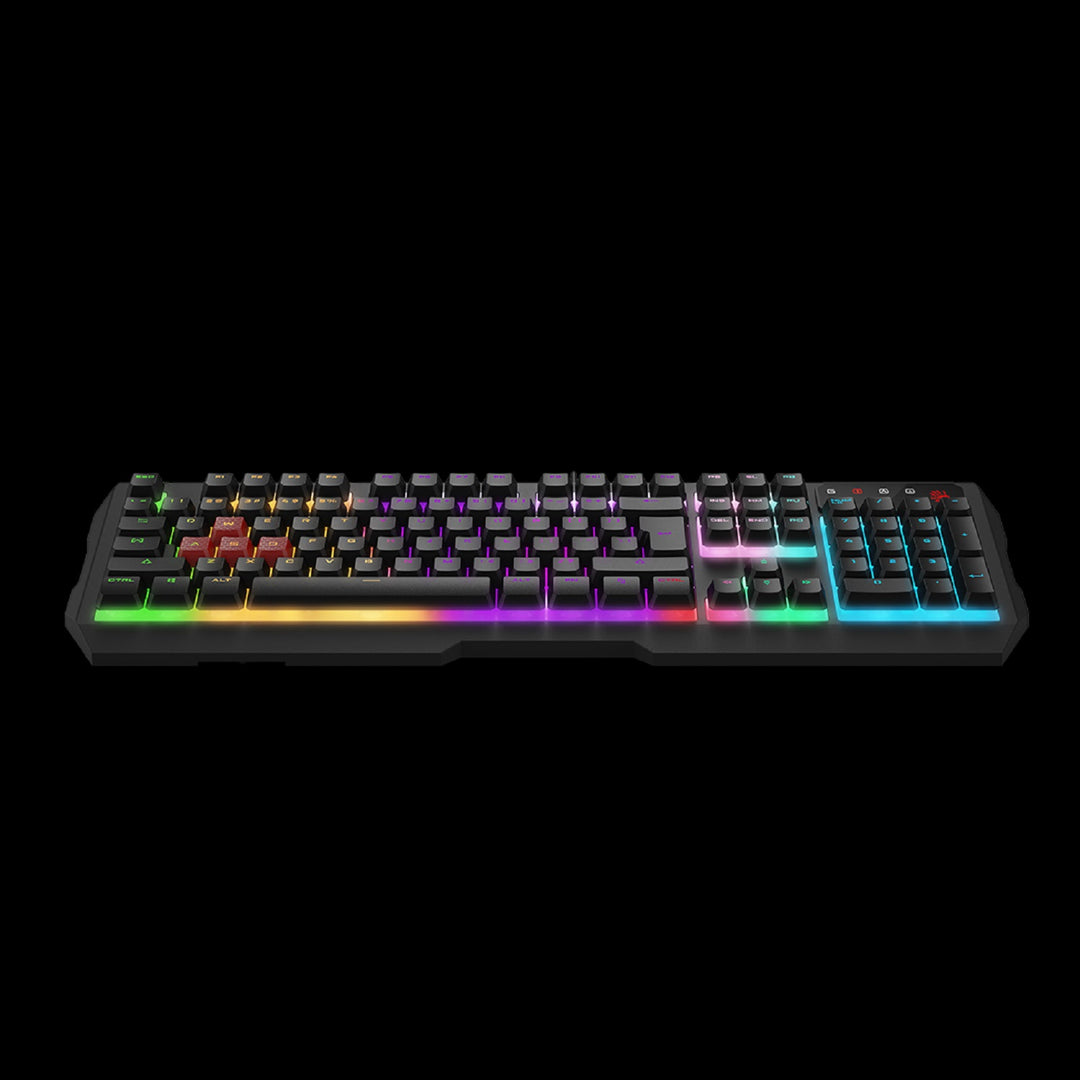 Bloody B140N QWERTY Gaming Keyboard 1000 Hz Ultrapolling Neon Backlight 7 Multimedia Navigation Keys Plug & Play USB Port Wired 1.8 m Cable Length