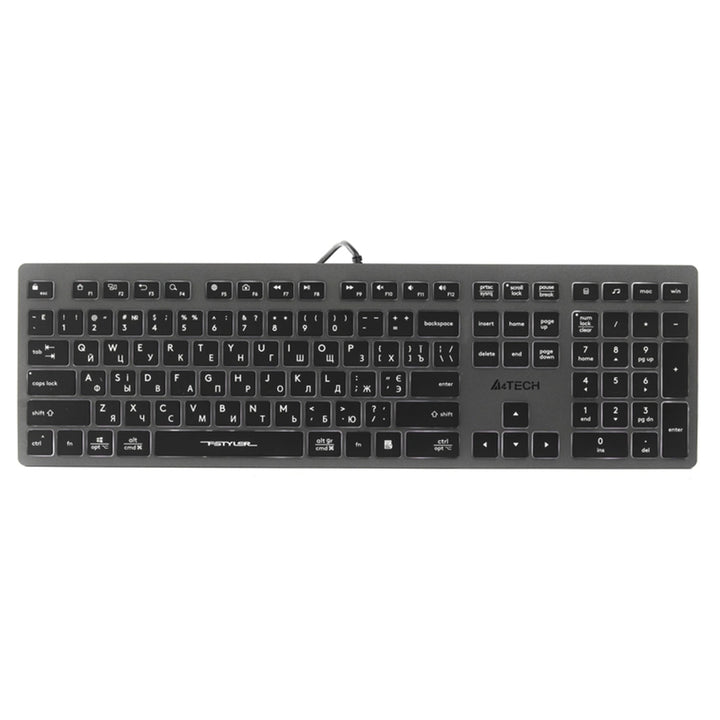 A4tech FX60H QWERTY Gaming Tastatur 12 Multimedia-Navigationstasten 2X USB-Anschlüsse Plug & Play USB-Anschluss Kabelgebunden 1.5 m Kabellänge (Weiße Hintergrundbeleuchtung)