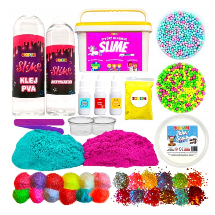 SQ47 Slime Prestige Making Kit 34en1 Set de 34 Accesorios PVA Glue Activator Kinetic Crunchy Butter Glitter Rainbow Confetti Cloud Clear Foam Slime