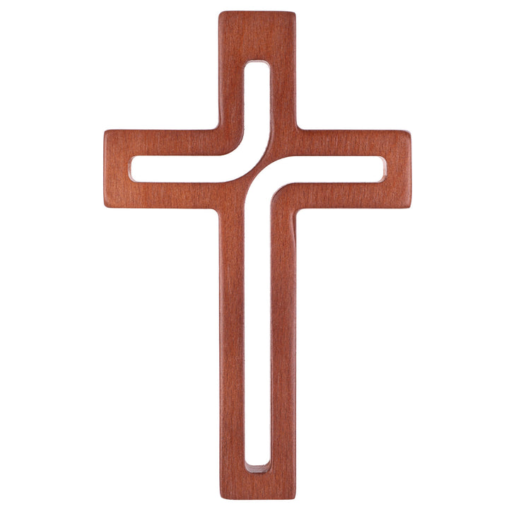 Croix suspendue en bois moderne marron 25x16x1,6 cm