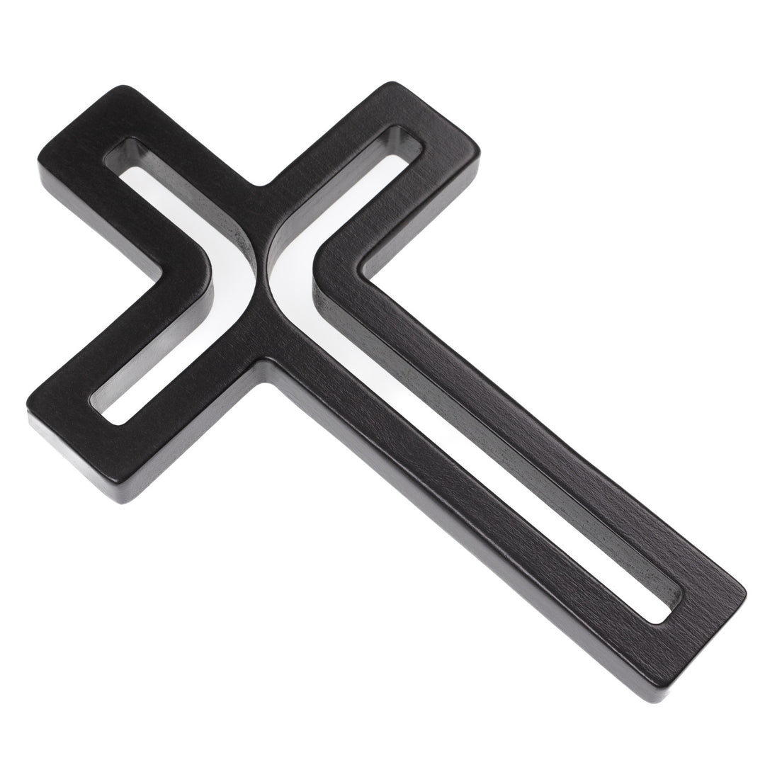 Wooden symbol  hanging cross modern black 25x16x1.6 cm