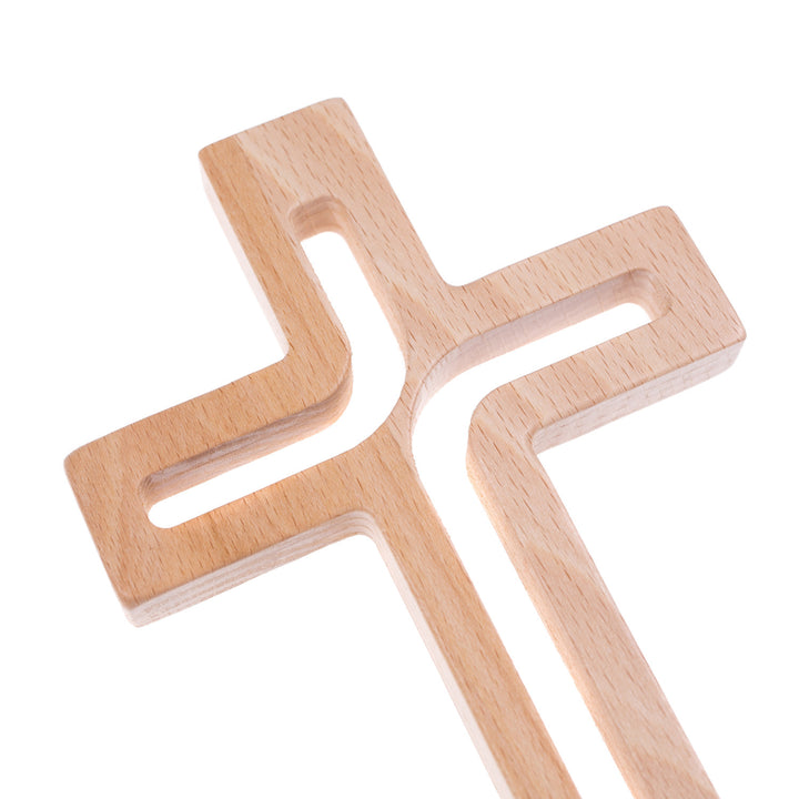 LUDA STUDIO Modern Wooden Hanging Wall Cross Natural 30 x 18 x 1.8 cm Beech Wood