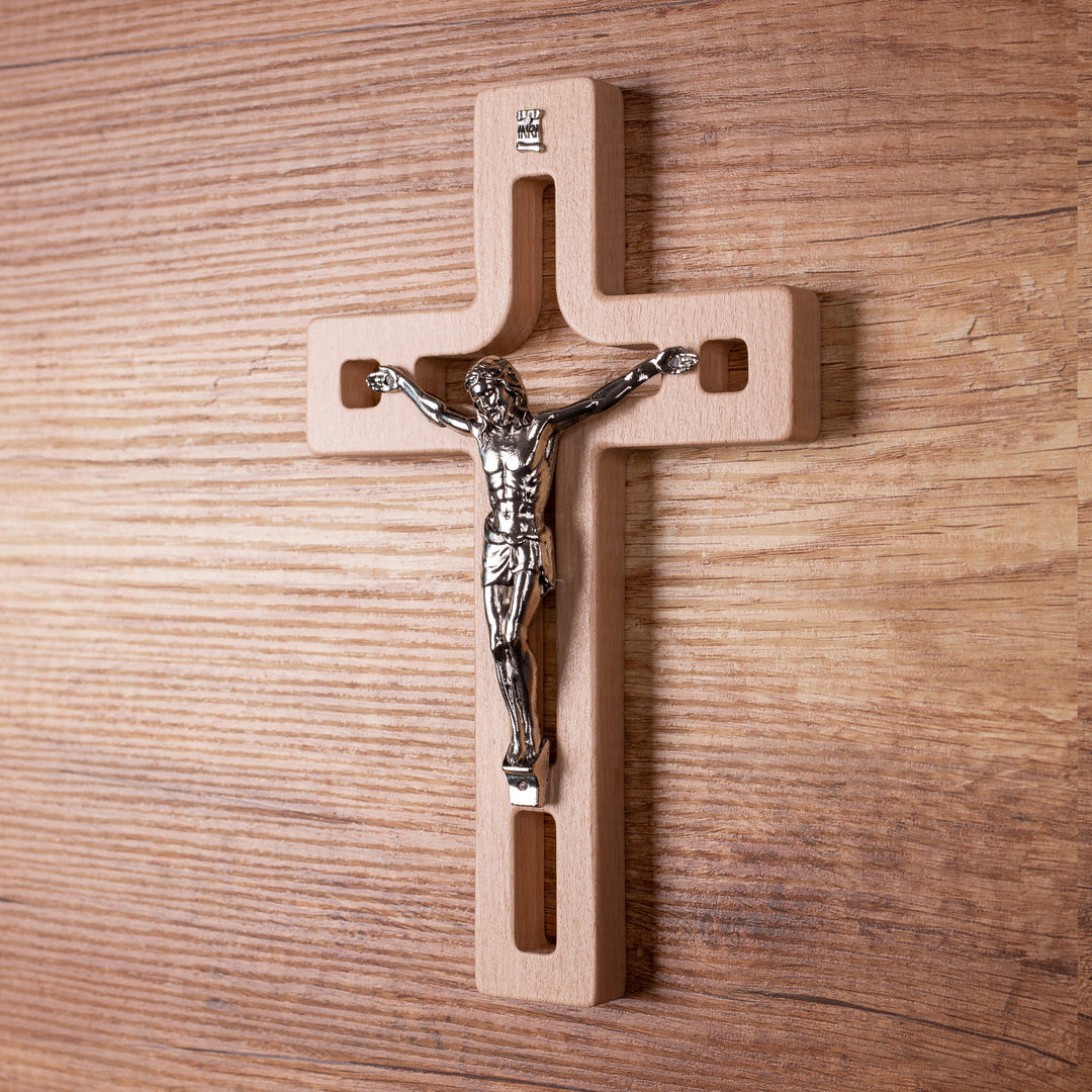 Wooden Hanging Cross Christian Modern Holy Jesus Crucifix Passion Wall Mount Prayer