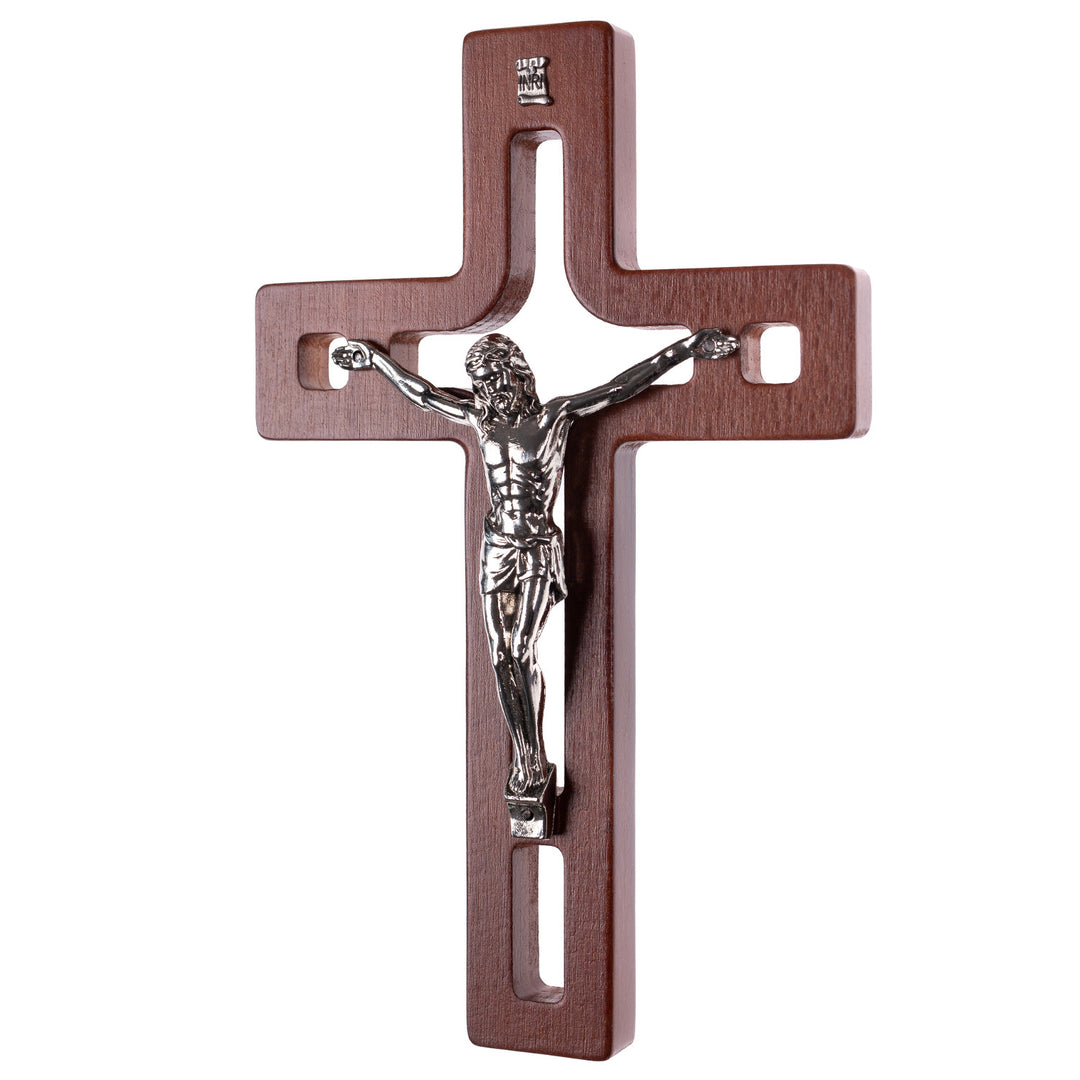 Wooden Hanging Cross Christian Modern Holy Jesus Crucifix Passion Wall Mount Prayer 18x12x1.4cm