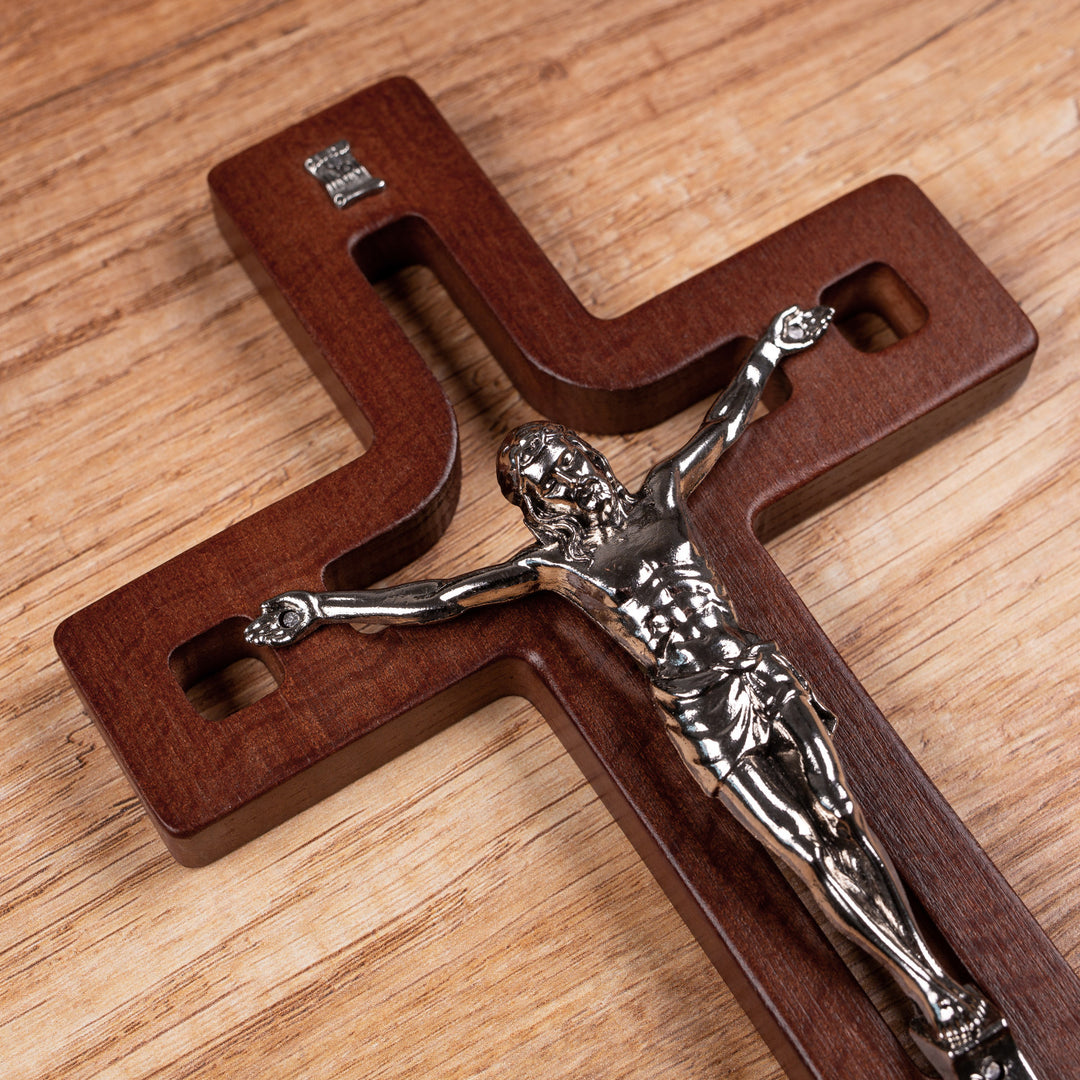 Wooden Hanging Cross Christian Modern Holy Jesus Crucifix Passion Wall Mount Prayer 18x12x1.4cm