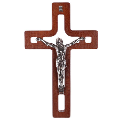 Croce da appendere in legno cristiano moderno Santo Gesù Crocifisso Passione Montaggio a parete Preghiera 18x12x1,4 cm