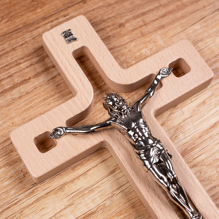 Wooden Hanging Cross Christian Modern Holy Jesus Crucifix Passion Wall Mount Prayer 25x16x1.6cm