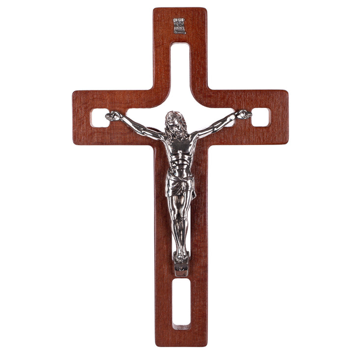 Wooden Hanging Cross Christian Modern Holy Jesus Crucifix Passion Wall Mount Prayer 25x16x1.6cm