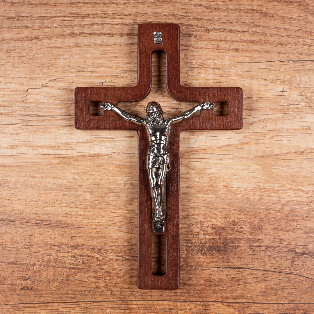 Wooden Hanging Cross Christian Modern Holy Jesus Crucifix Passion Wall Mount Prayer 30x18x1.8cm