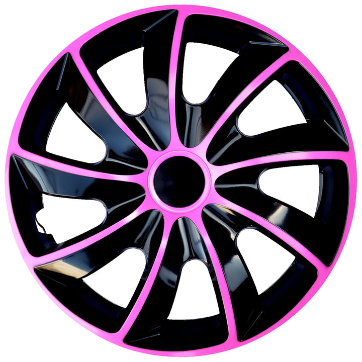 NRM Quad Bicolor Wheel Covers Hubcaps 13" Set 4PCS Car ABS Pink Universal 13 in Weather Resistant