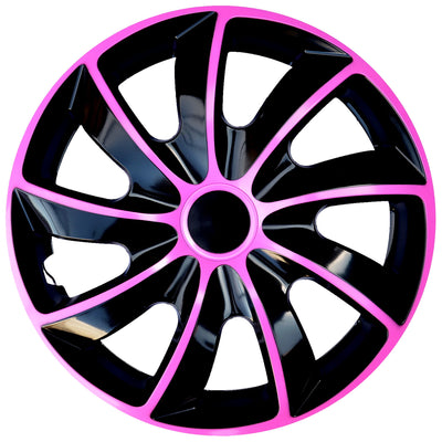 NRM Quad Bicolor Wheel Covers Hubcaps 14 " Set 4PCS Car ABS Pink Universal 14 in Weather Resistant