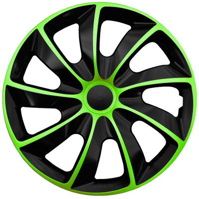 NRM Quad Bicolor Wheel Covers Hubcaps 13 " Set 4PCS ABS Green Universal 13 in Weather Resistant
