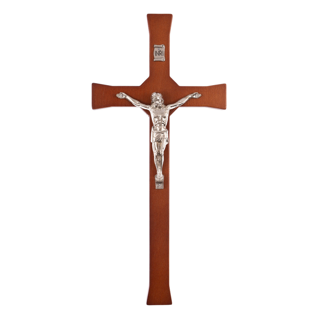 Wall Hanging Cross Christian Beech Wood Jesus Crucifix Passion Prayer 22x10x1.6cm