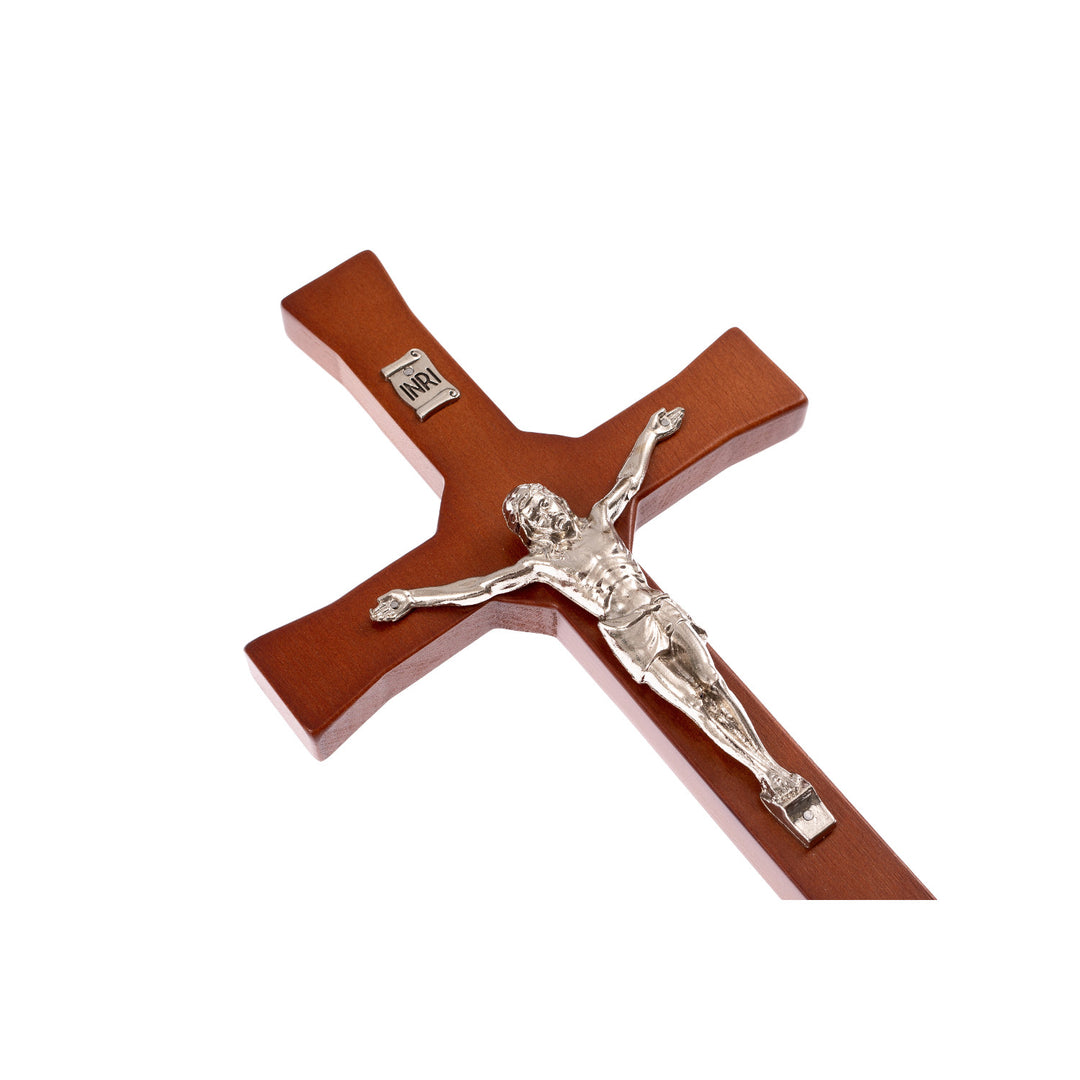 Wall Hanging Cross Christian Beech Wood Jesus Crucifix Passion Prayer 22x10x1.6cm