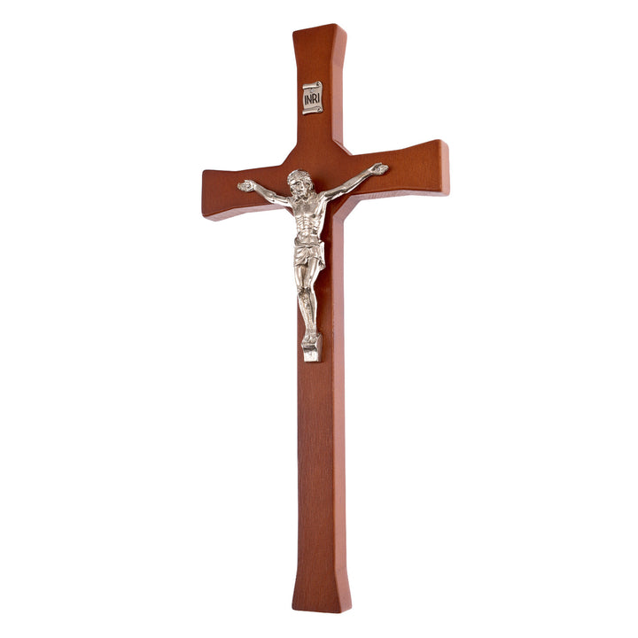 Wall Hanging Cross Christian Beech Wood Jesus Crucifix Passion Prayer 22x10x1.6cm