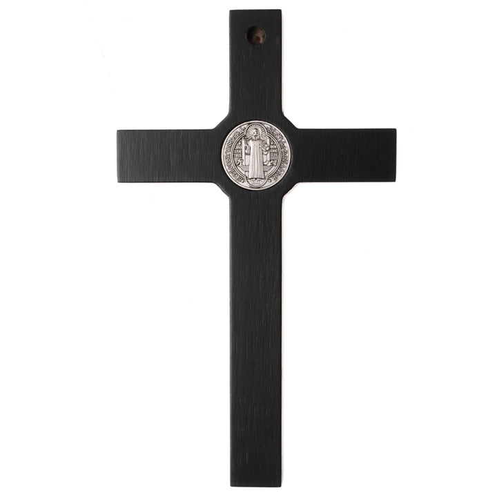 Wooden Hanging Cross of St. Benedict hanging Black 18x10x1.8cm