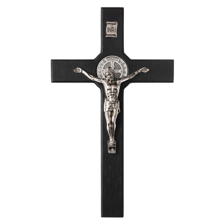 Wooden Hanging Cross of St. Benedict hanging Black 18x10x1.8cm