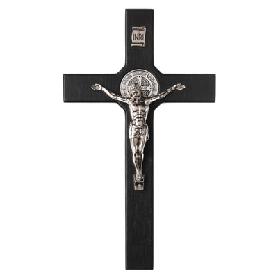 Houten Hangkruis van Sint-Benedictus hangend Zwart 18x10x1,8cm