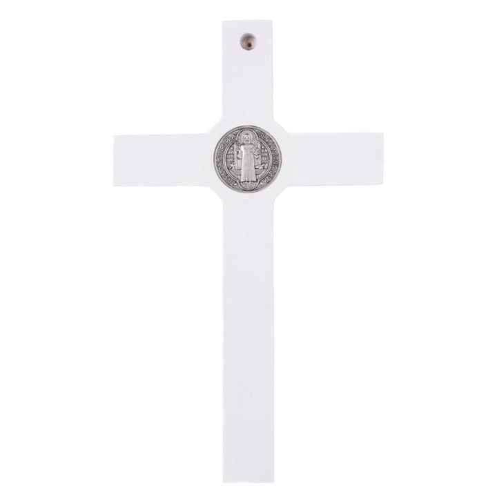 Wooden St. Benedict's cross hanging with a pasque white 18x10x1,8cm.