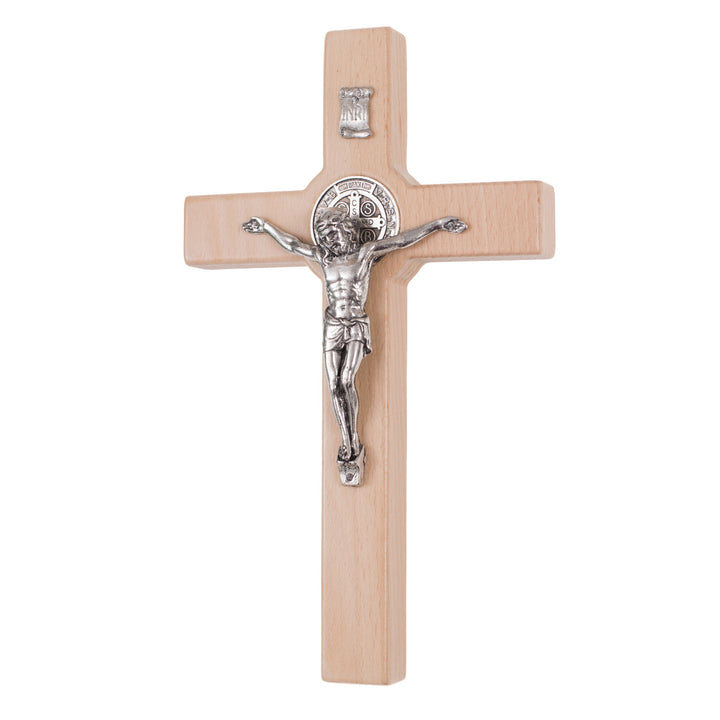 Cruz de Madera de San Benito Cruz Colgante con Símbolo de la Pasión (Natural, 22x12x1.8cm)