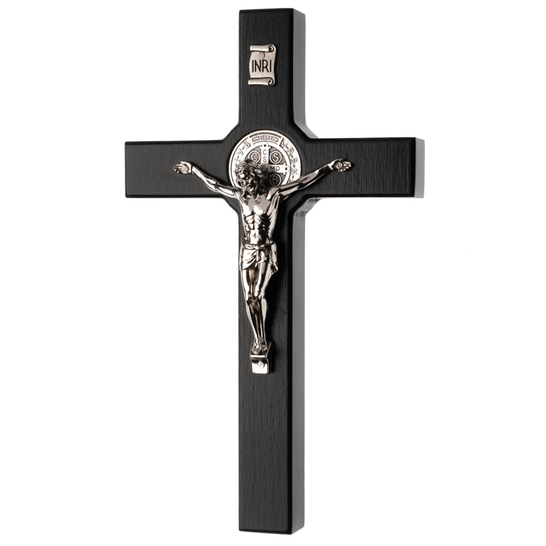 Cruz de Madera de San Benito Cruz Colgante con Símbolo de la Pasión (Negro, 22x12x1.8cm)