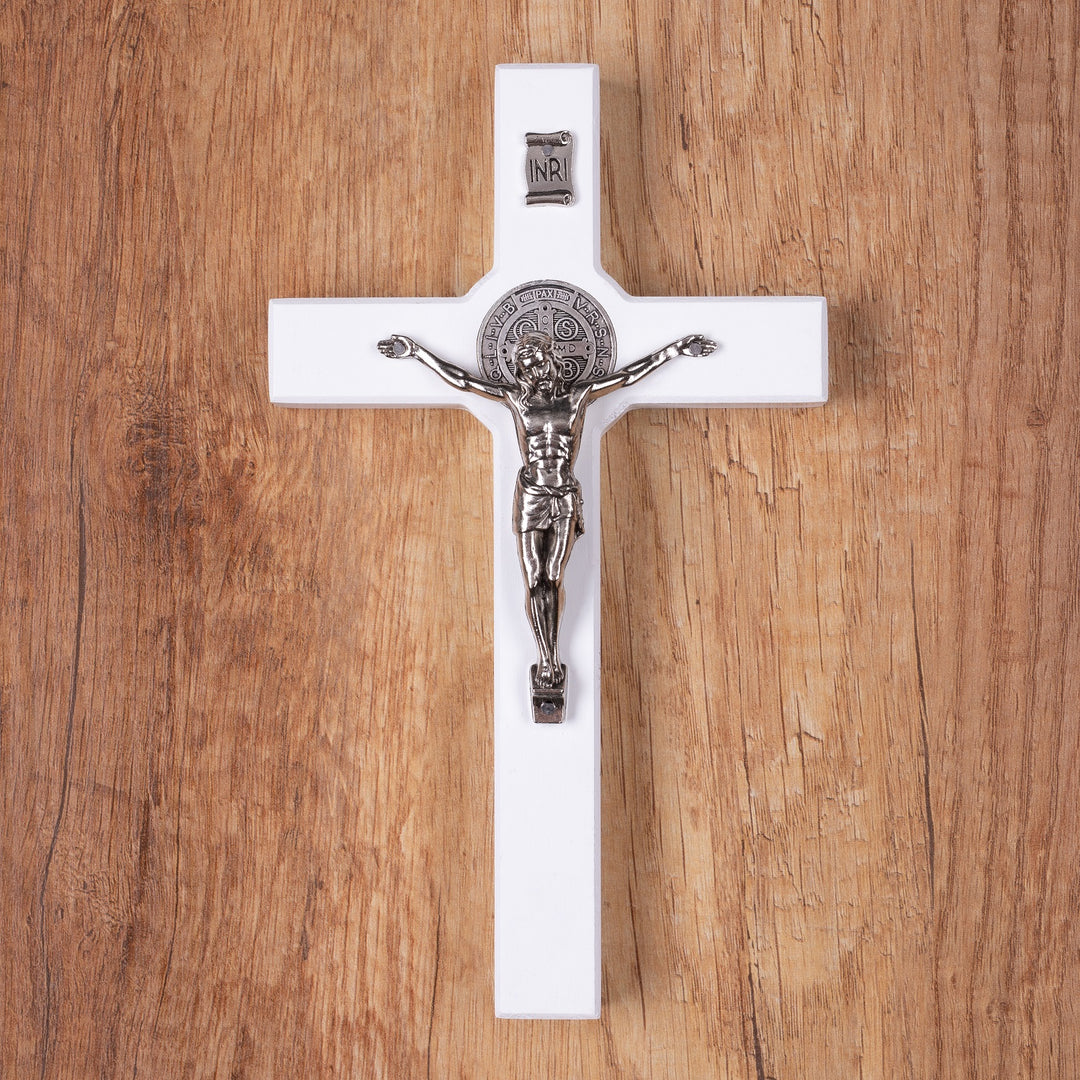 St. Benedict Wooden Cross Wall Hanging Jesus Crucifix Passion Christian Prayer 28cm